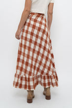 Load image into Gallery viewer, Vintage x Made in India x Orange, Cream Gingham Cotton Maxi Skirt (XXS)