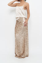 Load image into Gallery viewer, Modern x Champagne Sequin Knit Maxi Skirt (XS, S)