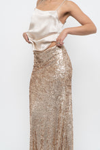 Load image into Gallery viewer, Modern x Champagne Sequin Knit Maxi Skirt (XS, S)