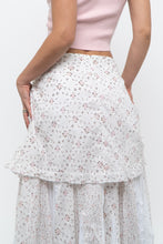 Load image into Gallery viewer, Vintage x Made in Canada x White, Pink Floral Tiered Maxi Skirt (XL, XXL)