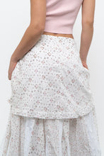 Load image into Gallery viewer, Vintage x Made in Canada x White, Pink Floral Tiered Maxi Skirt (XL, XXL)