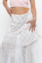 Load image into Gallery viewer, Vintage x Made in Canada x White, Pink Floral Tiered Maxi Skirt (XL, XXL)