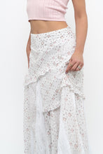 Load image into Gallery viewer, Vintage x Made in Canada x White, Pink Floral Tiered Maxi Skirt (XL, XXL)