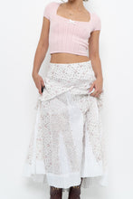Load image into Gallery viewer, Vintage x Made in Canada x White, Pink Floral Tiered Maxi Skirt (XL, XXL)