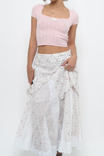 Load image into Gallery viewer, Vintage x Made in Canada x White, Pink Floral Tiered Maxi Skirt (XL, XXL)