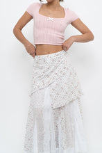 Load image into Gallery viewer, Vintage x Made in Canada x White, Pink Floral Tiered Maxi Skirt (XL, XXL)