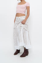 Load image into Gallery viewer, Vintage x Made in Canada x White, Pink Floral Tiered Maxi Skirt (XL, XXL)