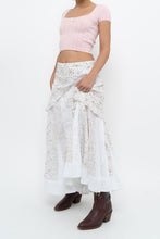 Load image into Gallery viewer, Vintage x Made in Canada x White, Pink Floral Tiered Maxi Skirt (XL, XXL)