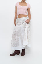 Load image into Gallery viewer, Vintage x Made in Canada x White, Pink Floral Tiered Maxi Skirt (XL, XXL)