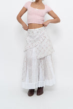 Load image into Gallery viewer, Vintage x Made in Canada x White, Pink Floral Tiered Maxi Skirt (XL, XXL)