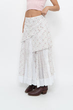 Load image into Gallery viewer, Vintage x Made in Canada x White, Pink Floral Tiered Maxi Skirt (XL, XXL)