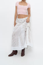 Load image into Gallery viewer, Vintage x Made in Canada x White, Pink Floral Tiered Maxi Skirt (XL, XXL)