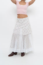 Load image into Gallery viewer, Vintage x Made in Canada x White, Pink Floral Tiered Maxi Skirt (XL, XXL)
