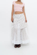 Load image into Gallery viewer, Vintage x Made in Canada x White, Pink Floral Tiered Maxi Skirt (XL, XXL)