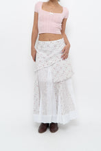Load image into Gallery viewer, Vintage x Made in Canada x White, Pink Floral Tiered Maxi Skirt (XL, XXL)