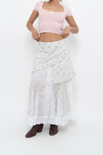Load image into Gallery viewer, Vintage x Made in Canada x White, Pink Floral Tiered Maxi Skirt (XL, XXL)