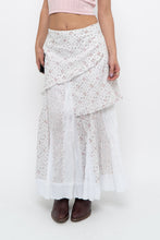 Load image into Gallery viewer, Vintage x Made in Canada x White, Pink Floral Tiered Maxi Skirt (XL, XXL)