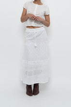 Load image into Gallery viewer, Vintage x MEXX White Cotton-blend Pointelle Maxi Skirt (XS)