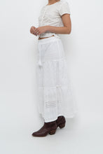 Load image into Gallery viewer, Vintage x MEXX White Cotton-blend Pointelle Maxi Skirt (XS)