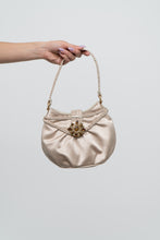 Load image into Gallery viewer, Vintage x NINE WEST Beige Satin Rhinestone Clutch