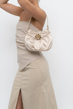 Load image into Gallery viewer, Vintage x NINE WEST Beige Satin Rhinestone Clutch