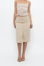 Load image into Gallery viewer, Vintage x Made in Hong Kong x DKNY Beige Cotton-blend Midi Skirt (XS)