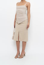 Load image into Gallery viewer, Vintage x Made in Hong Kong x DKNY Beige Cotton-blend Midi Skirt (XS)