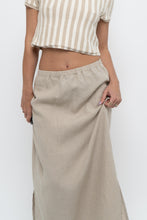 Load image into Gallery viewer, Vintage x Heathered Beige Linen Maxi Skirt (L)