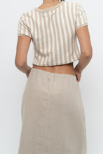 Load image into Gallery viewer, FREE PEOPLE x Beige, Cream Striped Crop Towel Tee (XS, S)