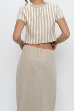 Load image into Gallery viewer, FREE PEOPLE x Beige, Cream Striped Crop Towel Tee (XS, S)