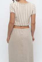 Load image into Gallery viewer, FREE PEOPLE x Beige, Cream Striped Crop Towel Tee (XS, S)