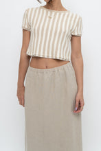 Load image into Gallery viewer, FREE PEOPLE x Beige, Cream Striped Crop Towel Tee (XS, S)