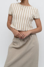 Load image into Gallery viewer, FREE PEOPLE x Beige, Cream Striped Crop Towel Tee (XS, S)