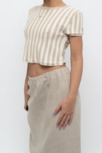 Load image into Gallery viewer, FREE PEOPLE x Beige, Cream Striped Crop Towel Tee (XS, S)