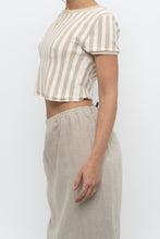 Load image into Gallery viewer, FREE PEOPLE x Beige, Cream Striped Crop Towel Tee (XS, S)