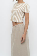 Load image into Gallery viewer, FREE PEOPLE x Beige, Cream Striped Crop Towel Tee (XS, S)