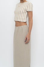 Load image into Gallery viewer, FREE PEOPLE x Beige, Cream Striped Crop Towel Tee (XS, S)