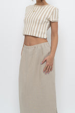 Load image into Gallery viewer, FREE PEOPLE x Beige, Cream Striped Crop Towel Tee (XS, S)