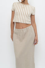 Load image into Gallery viewer, FREE PEOPLE x Beige, Cream Striped Crop Towel Tee (XS, S)