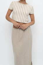 Load image into Gallery viewer, FREE PEOPLE x Beige, Cream Striped Crop Towel Tee (XS, S)