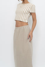Load image into Gallery viewer, FREE PEOPLE x Beige, Cream Striped Crop Towel Tee (XS, S)