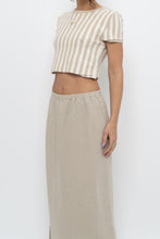 Load image into Gallery viewer, FREE PEOPLE x Beige, Cream Striped Crop Towel Tee (XS, S)