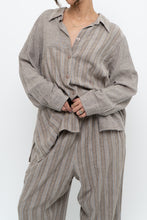 Load image into Gallery viewer, Vintage x Made in India x Brown Linen Striped Set (M, L)