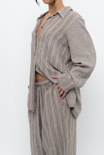 Load image into Gallery viewer, Vintage x Made in India x Brown Linen Striped Set (M, L)