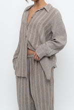 Load image into Gallery viewer, Vintage x Made in India x Brown Linen Striped Set (M, L)