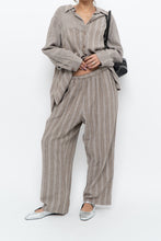 Load image into Gallery viewer, Vintage x Made in India x Brown Linen Striped Set (M, L)