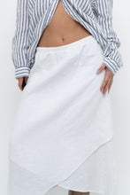 Load image into Gallery viewer, Vintage x Made in USA x White Linen Midi Skirt (S, M)