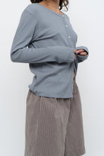 Load image into Gallery viewer, Modern x Blue, Grey Ribbed Cardigan (M-L)