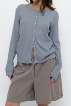 Load image into Gallery viewer, Modern x Blue, Grey Ribbed Cardigan (M-L)