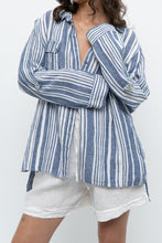 Load image into Gallery viewer, Vintage x JONES NY Blue, White Striped Linen Buttonup (S-XL)